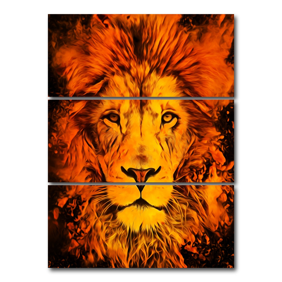 AUTO-MOCKUP WHITE | The lion | 3 Piece | Gallery Wrap Canvas | group=8x18_stacked