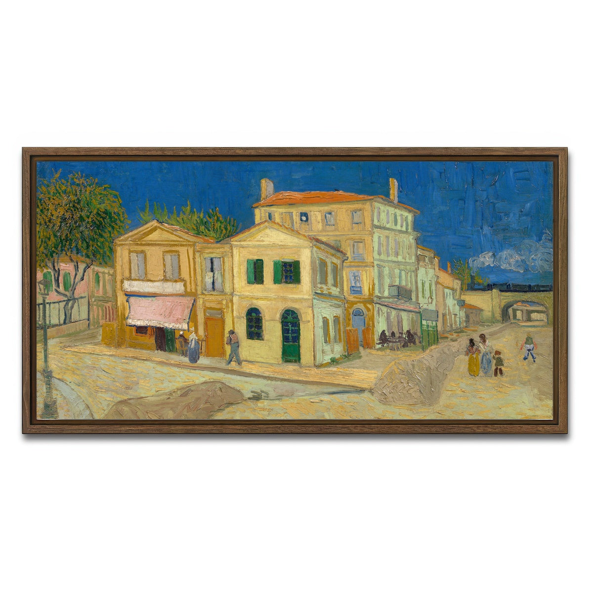 AUTO-MOCKUP WHITE | The yellow house | 1 Piece | Walnut Framed Canvas | group=2x1