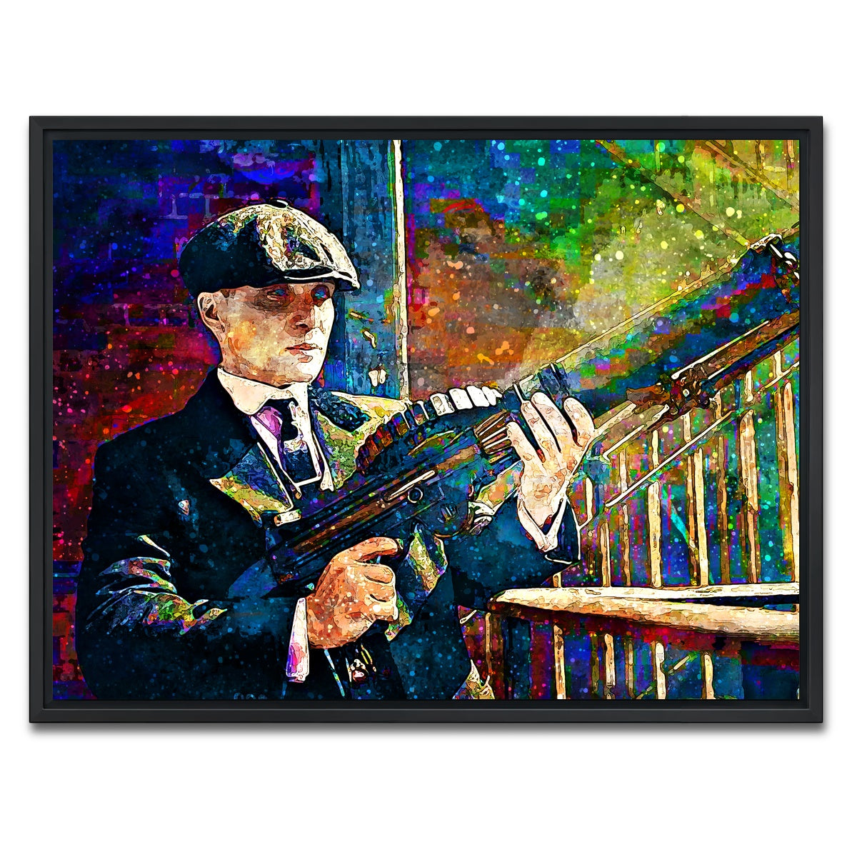 AUTO-MOCKUP WHITE | Thomas Shelby - Lewis Gun | 1 Piece | Black Framed Canvas | group=4x3