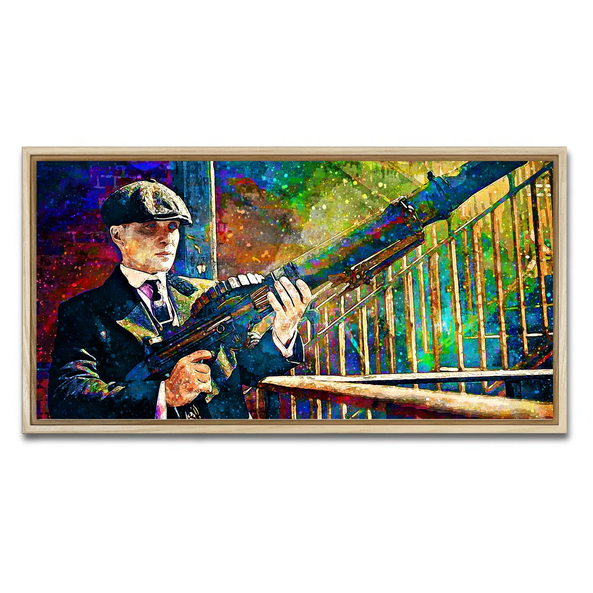 AUTO-MOCKUP WHITE | Thomas Shelby - Lewis Gun | 1 Piece | Natural Framed Canvas | group=2x1