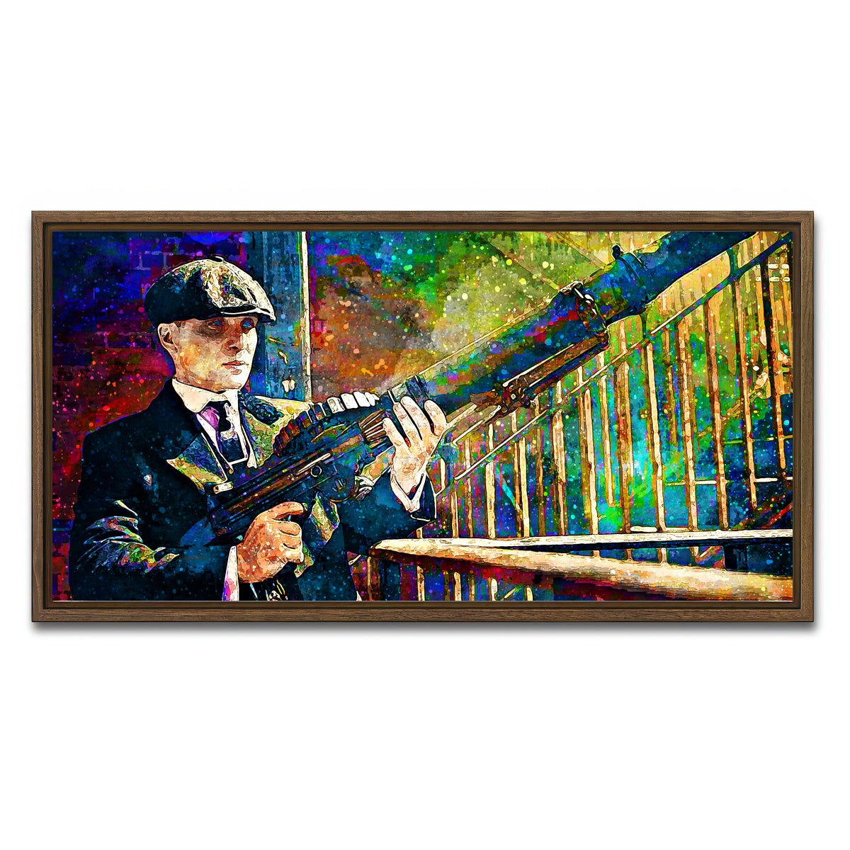 AUTO-MOCKUP WHITE | Thomas Shelby - Lewis Gun | 1 Piece | Walnut Framed Canvas | group=2x1