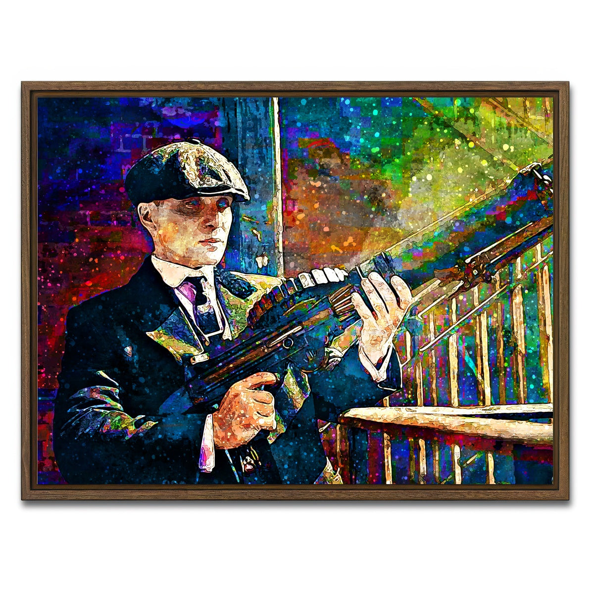 AUTO-MOCKUP WHITE | Thomas Shelby - Lewis Gun | 1 Piece | Walnut Framed Canvas | group=4x3