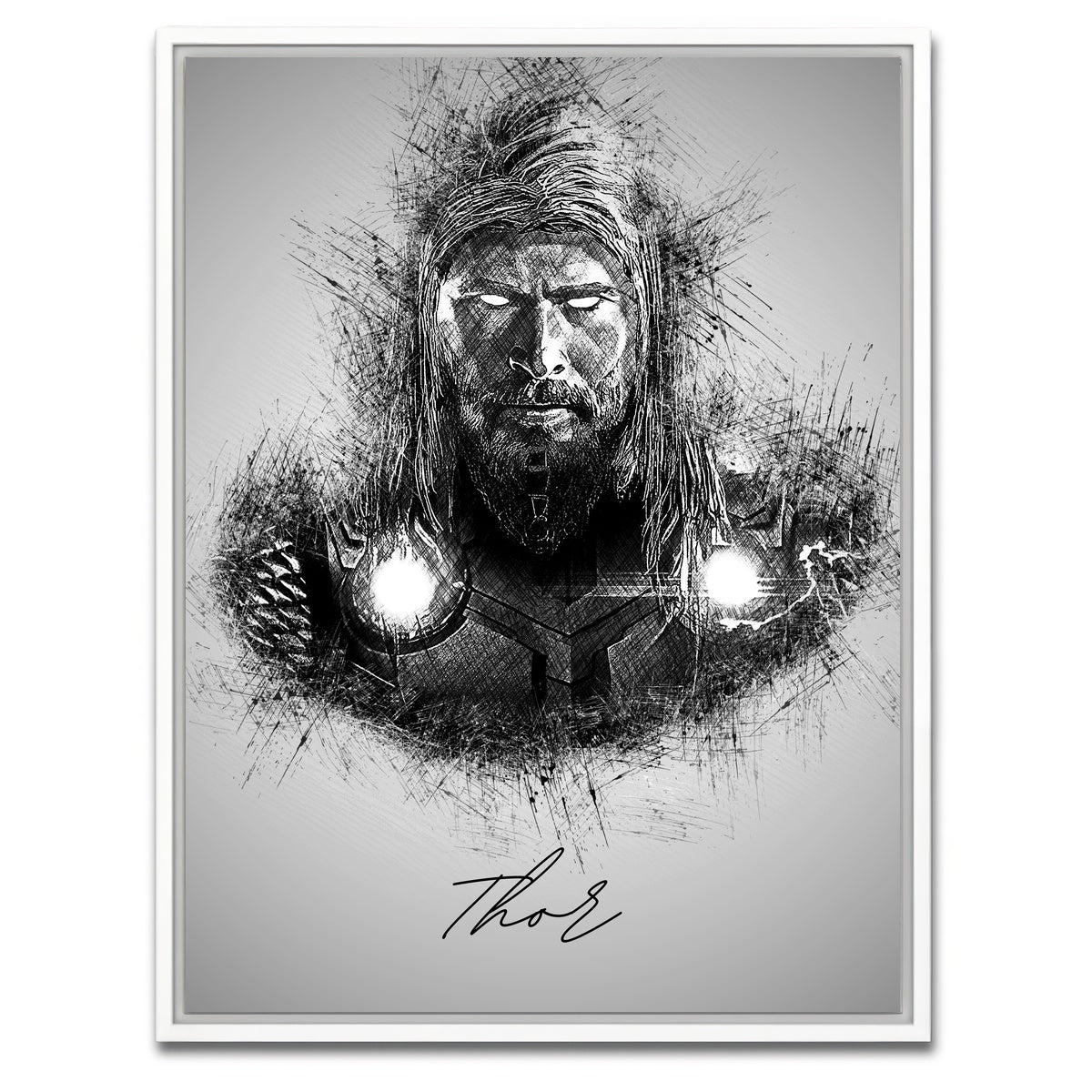 AUTO-MOCKUP WHITE | Thor Sketch | 1 Piece | White Framed Canvas | group=3x4