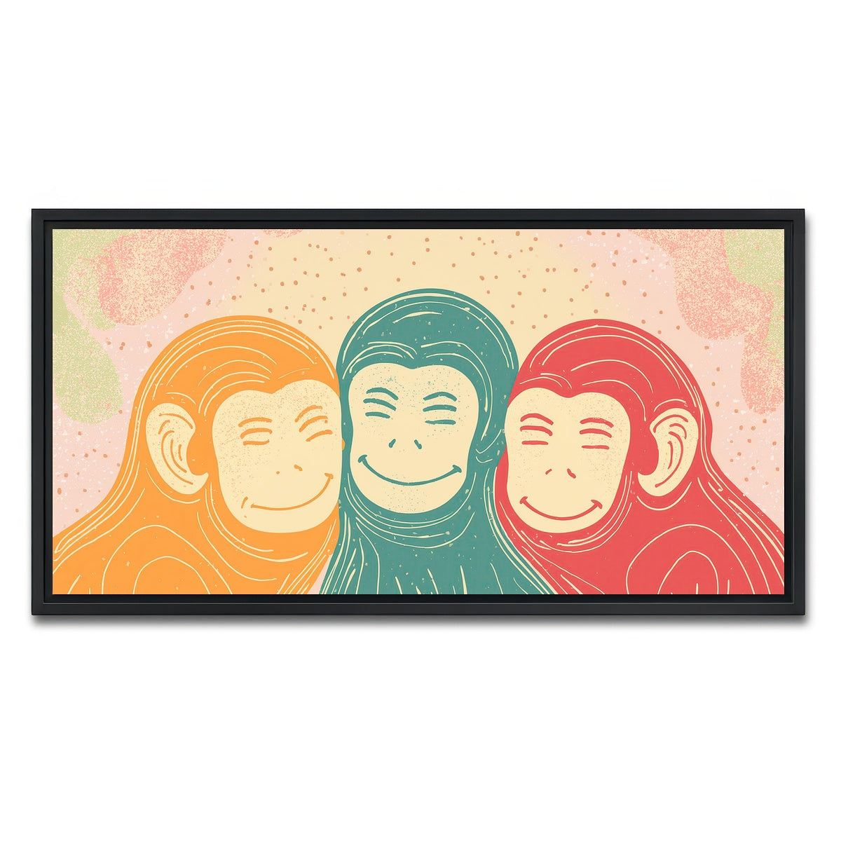 AUTO-MOCKUP WHITE | Three Monkeys Art Print | 1 Piece | Black Framed Canvas | group=2x1