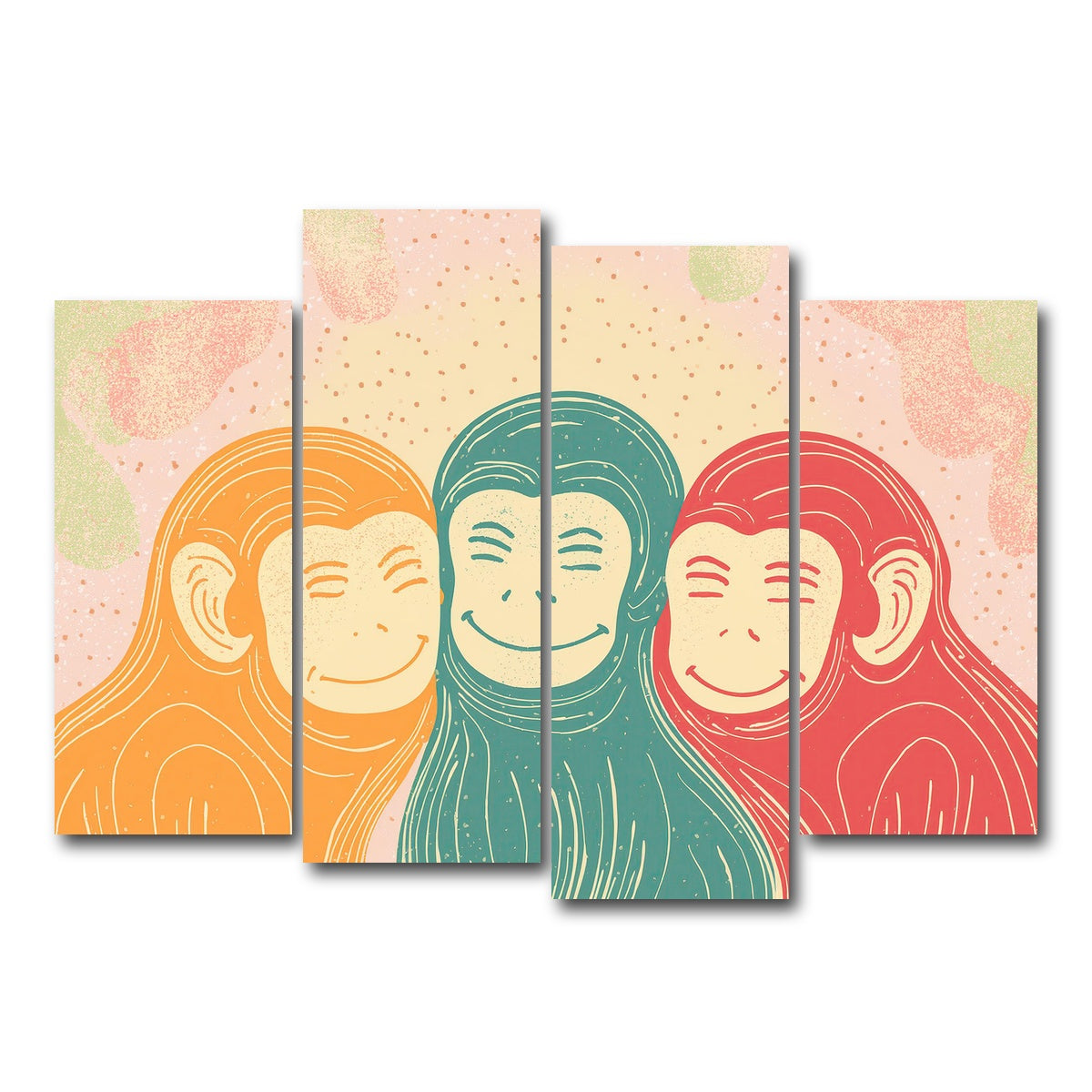 AUTO-MOCKUP WHITE | Three Monkeys Art Print | 4 Piece | Gallery Wrap Canvas | group=4_normal