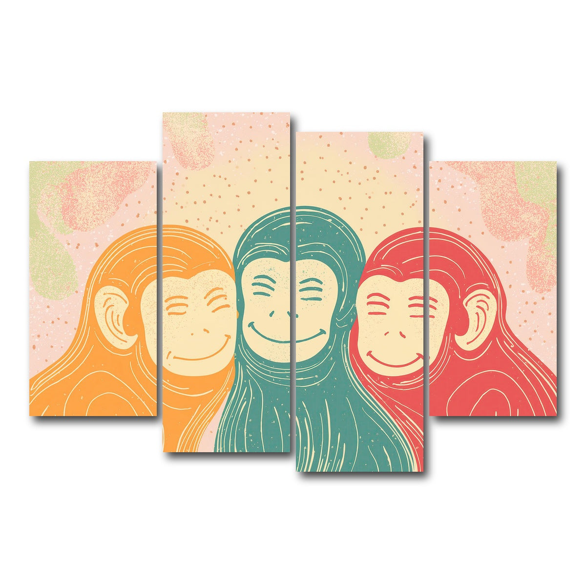 AUTO-MOCKUP WHITE | Three Monkeys Art Print | 4 Piece | Gallery Wrap Canvas | group=4_short