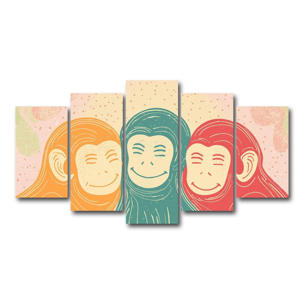 AUTO-MOCKUP WHITE | Three Monkeys Art Print | 5 Piece | Gallery Wrap Canvas | group=5_normal