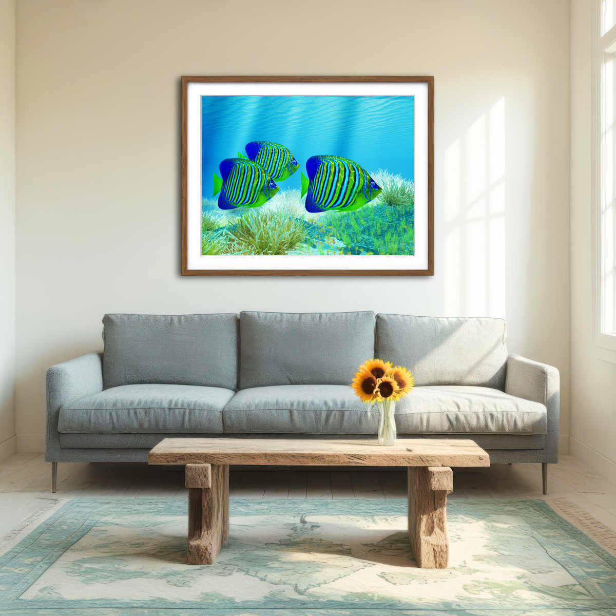 AUTO-MOCKUP ROOM | Three Regal Angelfish Wall Art