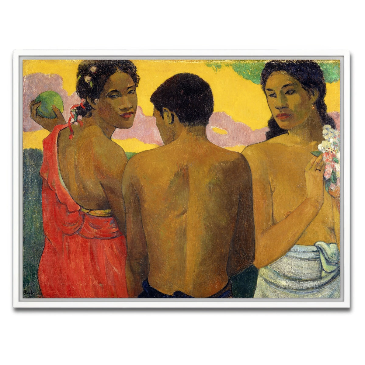 AUTO-MOCKUP WHITE | Three Tahitians | 1 Piece | White Framed Canvas | group=4x3
