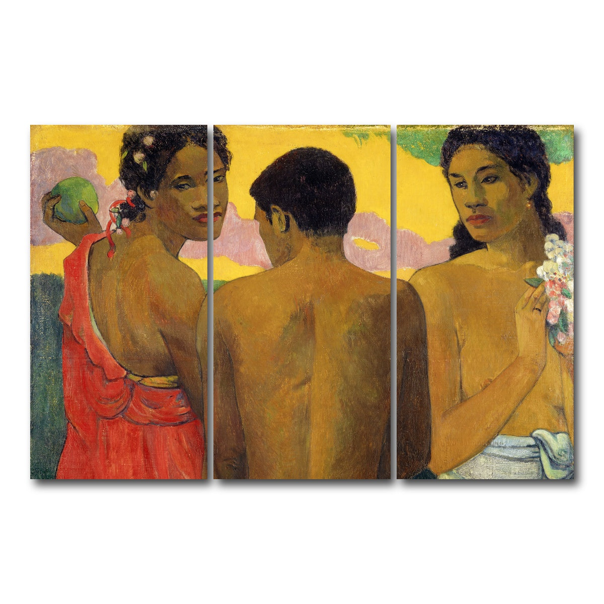 AUTO-MOCKUP WHITE | Three Tahitians | 3 Piece | Gallery Wrap Canvas | group=12x24