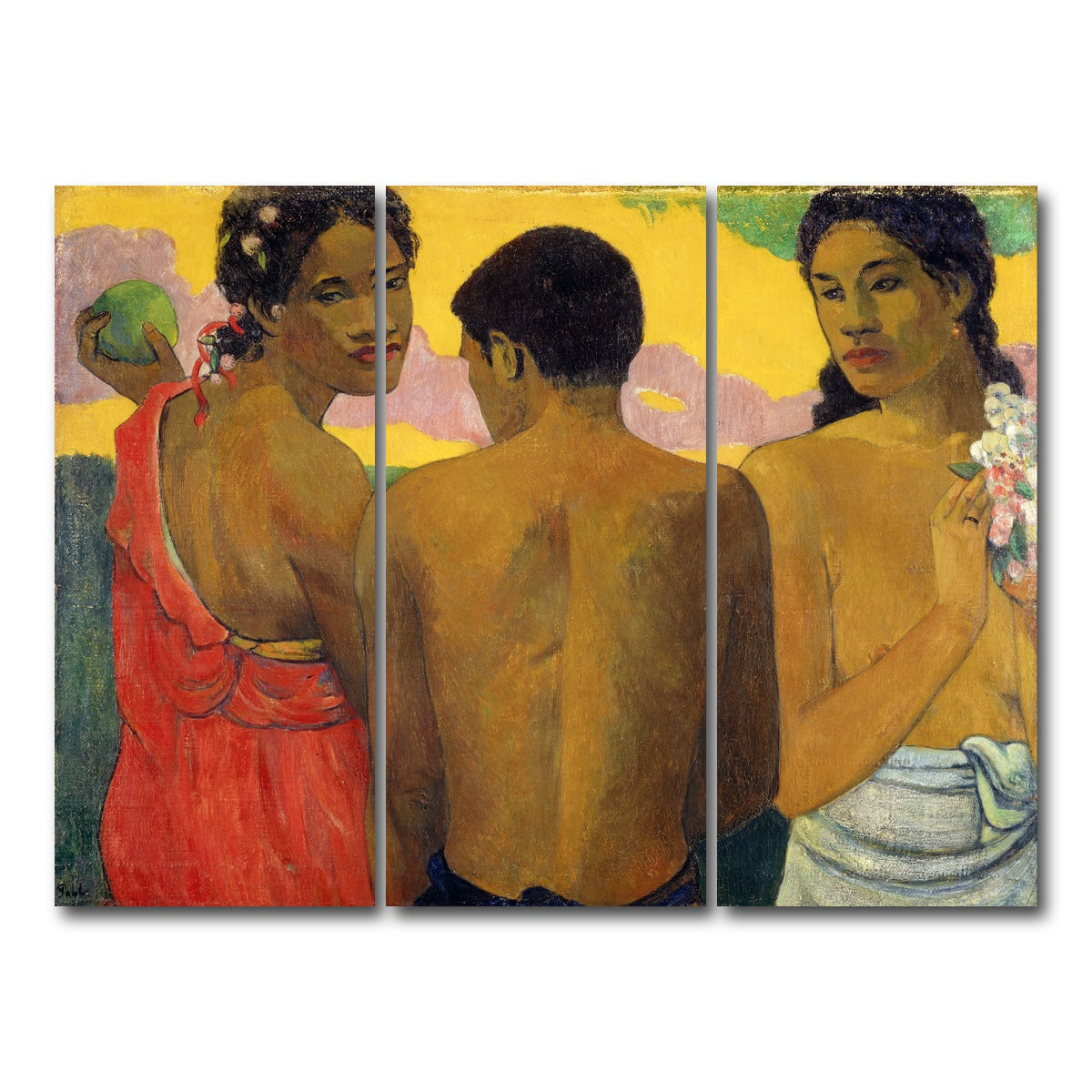 AUTO-MOCKUP WHITE | Three Tahitians | 3 Piece | Gallery Wrap Canvas | group=8x18