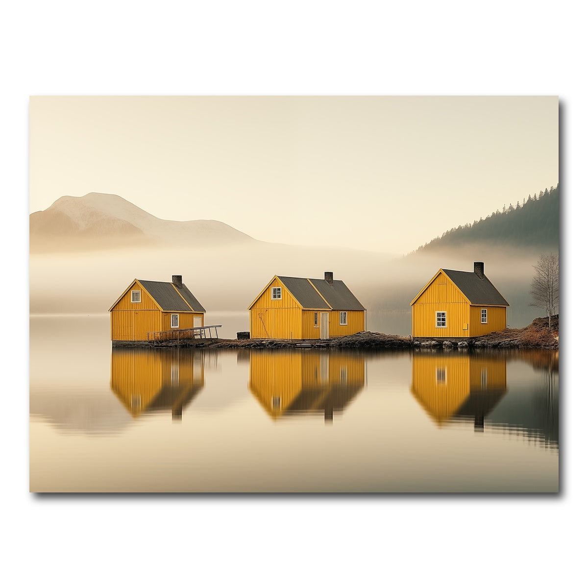 AUTO-MOCKUP WHITE | Three Yellow Houses | 1 Piece | Gallery Wrap Canvas | group=4x3