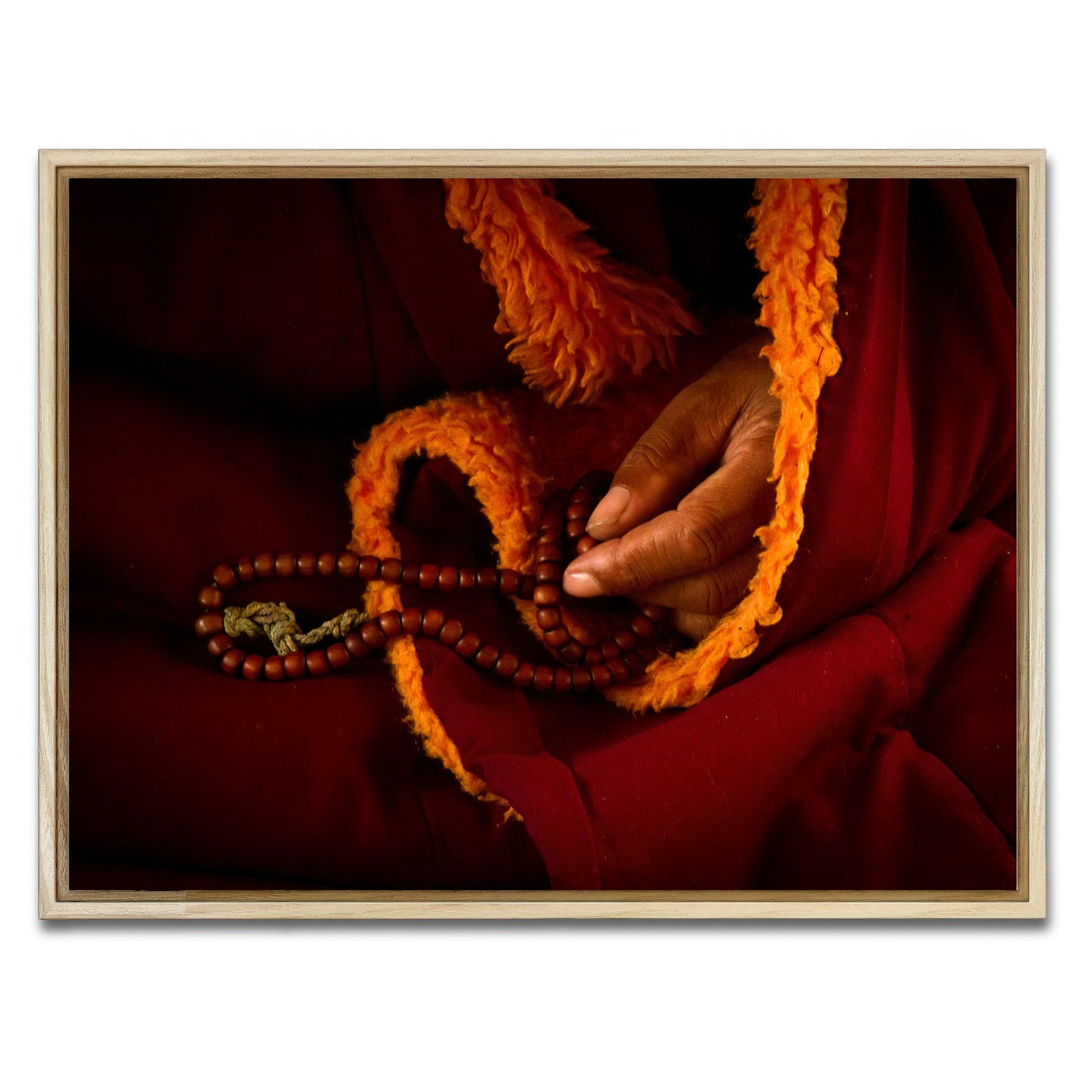 AUTO-MOCKUP WHITE | Tibetan Lama prayer beads | 1 Piece | Natural Framed Canvas | group=4x3
