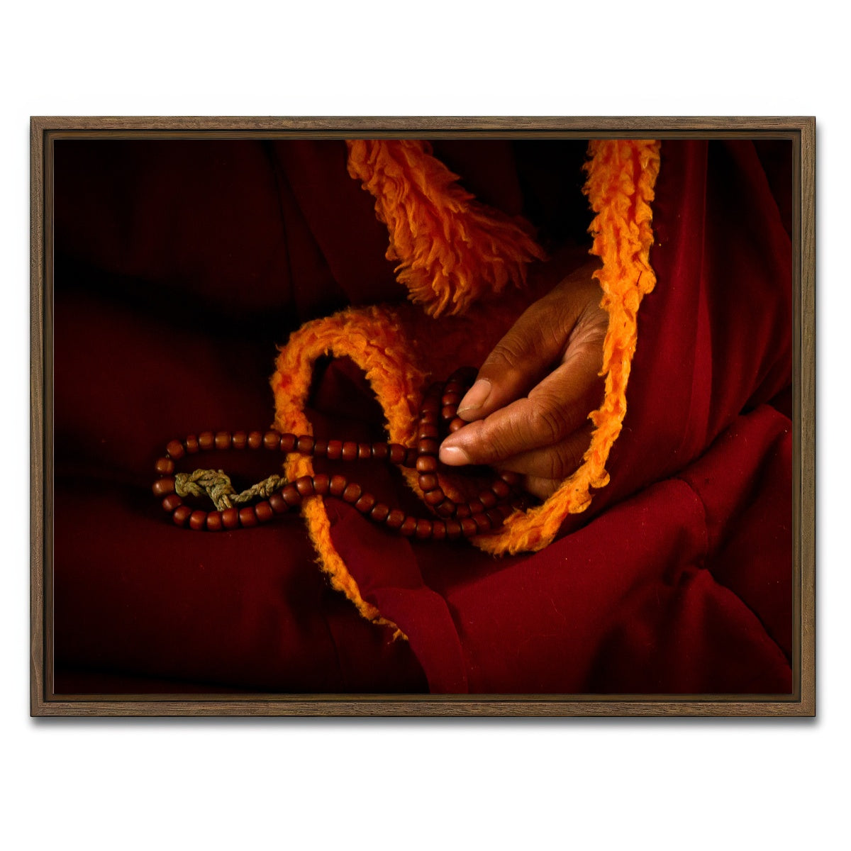 AUTO-MOCKUP WHITE | Tibetan Lama prayer beads | 1 Piece | Walnut Framed Canvas | group=4x3