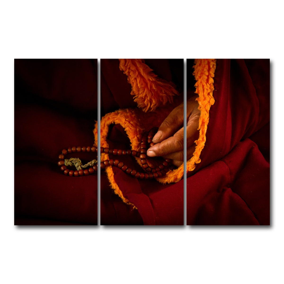 AUTO-MOCKUP WHITE | Tibetan Lama prayer beads | 3 Piece | Gallery Wrap Canvas | group=12x24