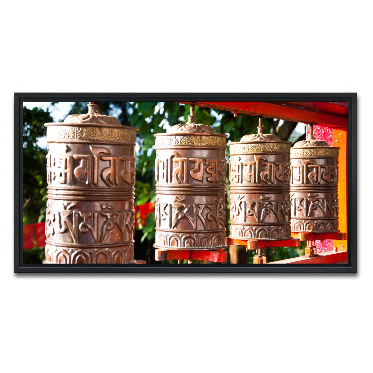 AUTO-MOCKUP WHITE | Tibetan Mantra Wheel | 1 Piece | Black Framed Canvas | group=2x1