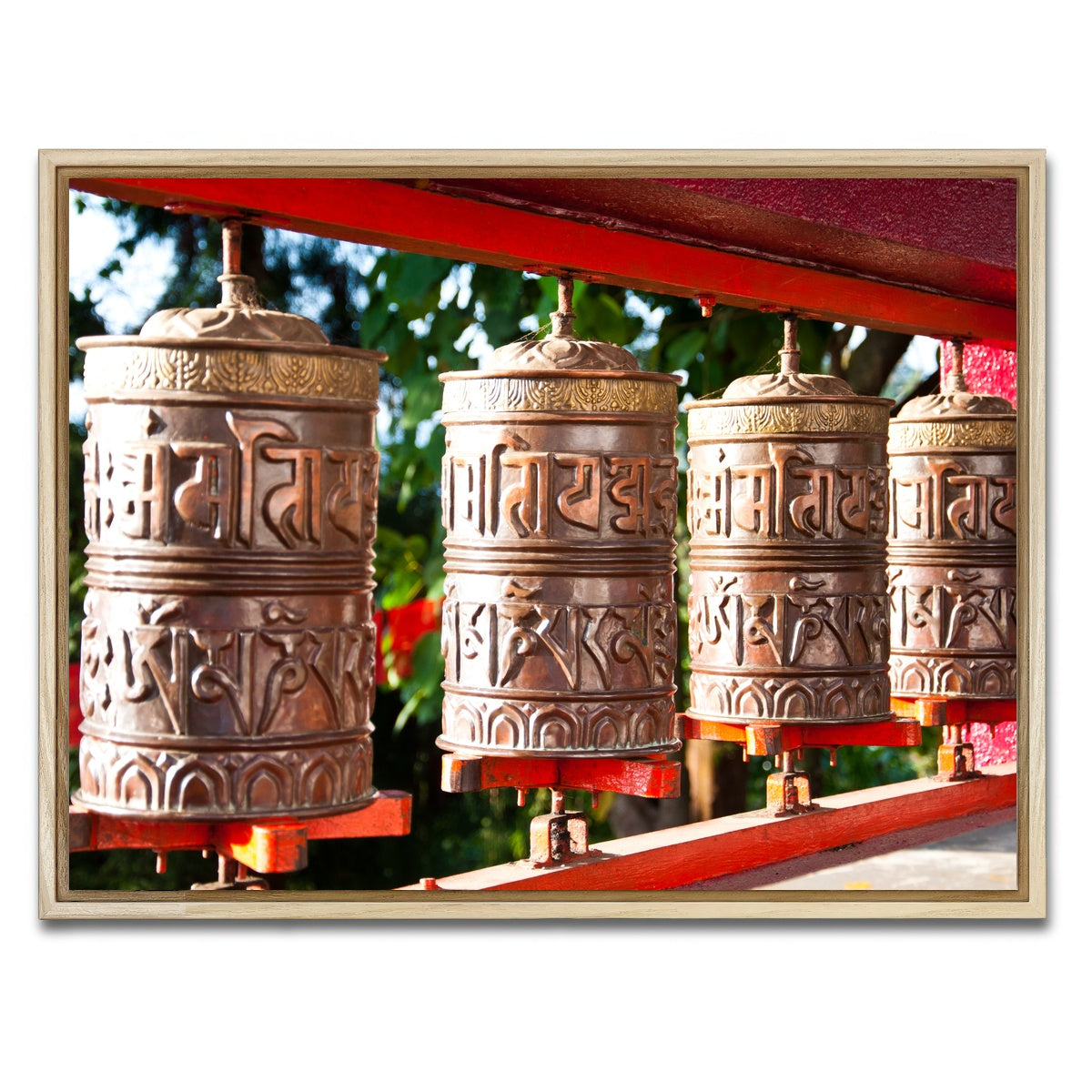 AUTO-MOCKUP WHITE | Tibetan Mantra Wheel | 1 Piece | Natural Framed Canvas | group=4x3