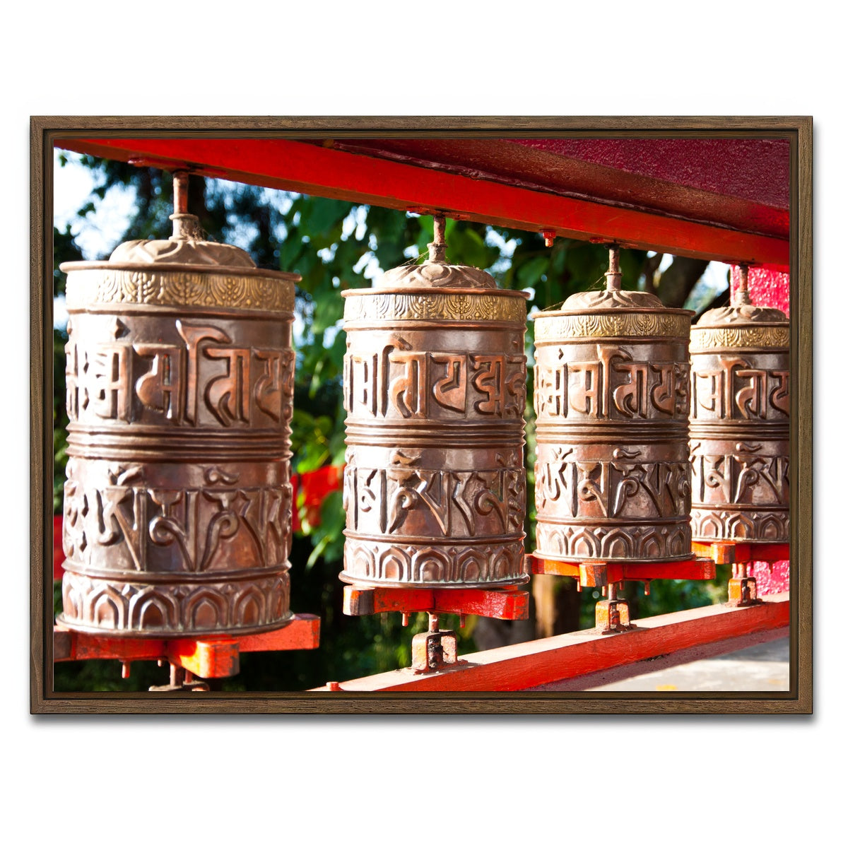 AUTO-MOCKUP WHITE | Tibetan Mantra Wheel | 1 Piece | Walnut Framed Canvas | group=4x3