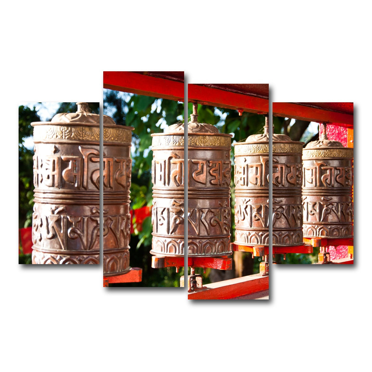 AUTO-MOCKUP WHITE | Tibetan Mantra Wheel | 4 Piece | Gallery Wrap Canvas | group=4_short