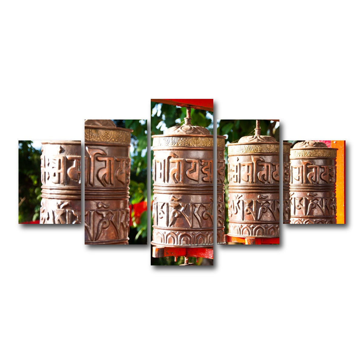 AUTO-MOCKUP WHITE | Tibetan Mantra Wheel | 5 Piece | Gallery Wrap Canvas | group=5_short