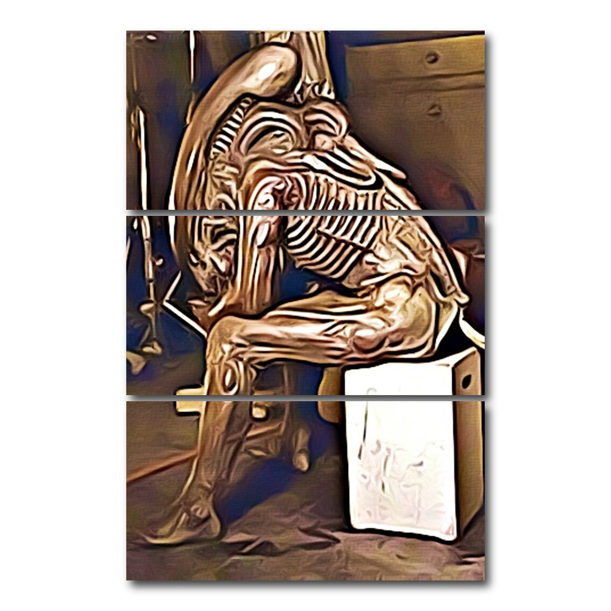 AUTO-MOCKUP WHITE | Tired Alien | 3 Piece | Gallery Wrap Canvas | group=12x24_stacked