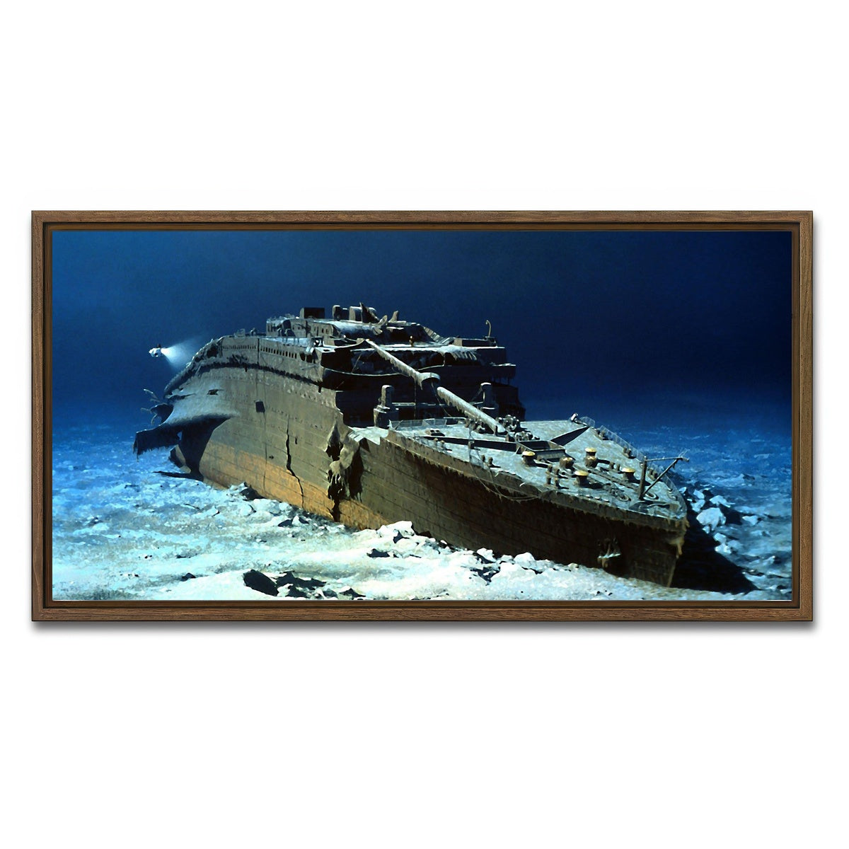 AUTO-MOCKUP WHITE | Titanic wreck | 1 Piece | Walnut Framed Canvas | group=2x1