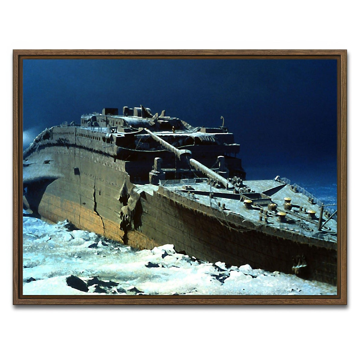AUTO-MOCKUP WHITE | Titanic wreck | 1 Piece | Walnut Framed Canvas | group=4x3