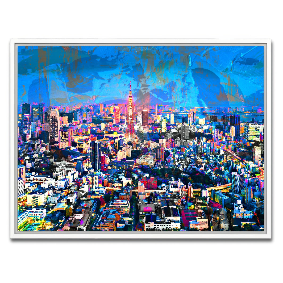 AUTO-MOCKUP WHITE | Tokyo At Night | 1 Piece | White Framed Canvas | group=4x3