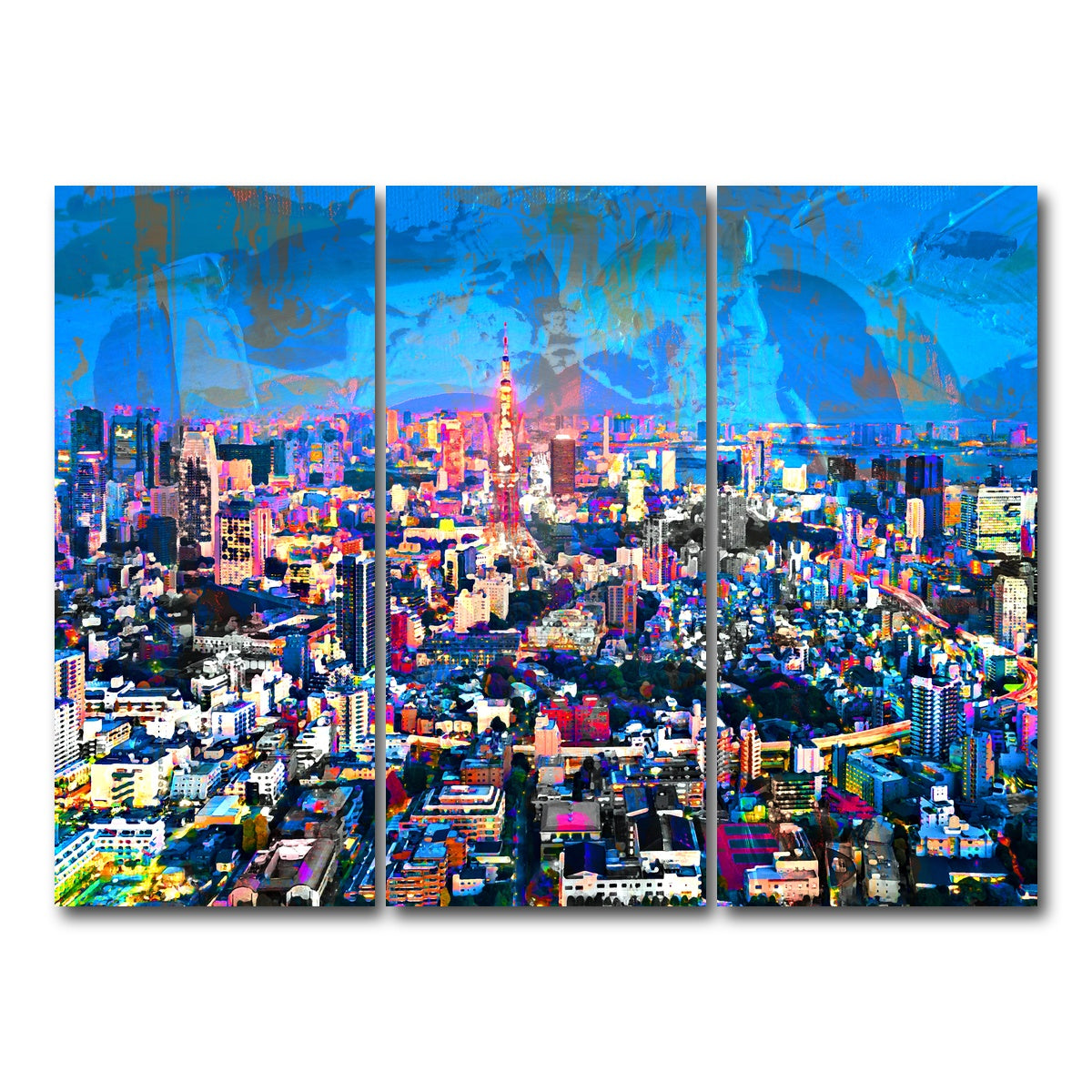 AUTO-MOCKUP WHITE | Tokyo At Night | 3 Piece | Gallery Wrap Canvas | group=8x18