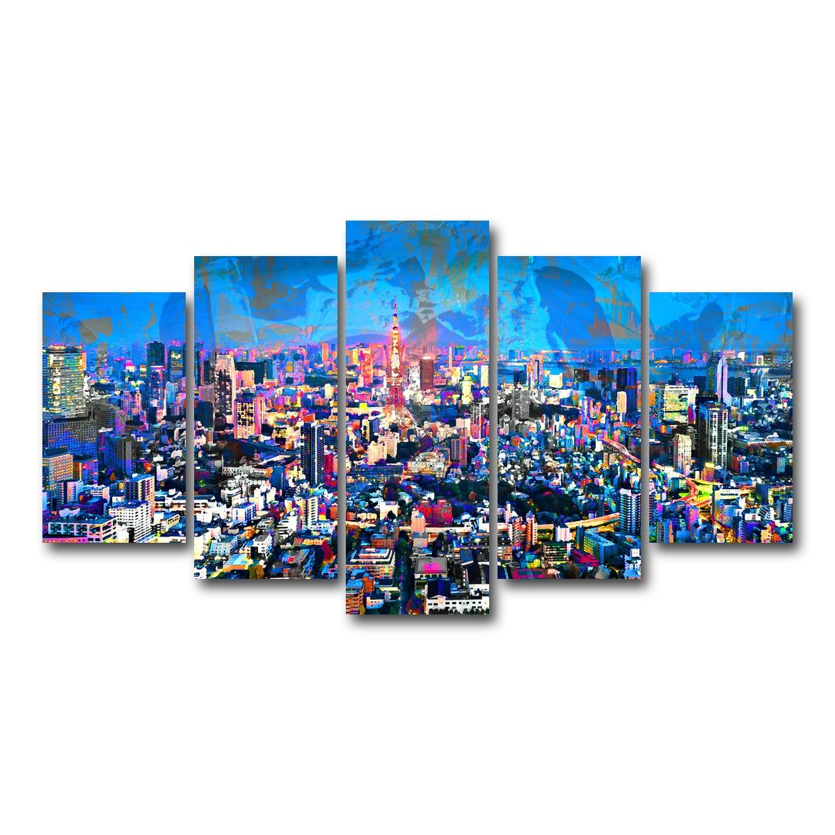 AUTO-MOCKUP WHITE | Tokyo At Night | 5 Piece | Gallery Wrap Canvas | group=5_normal