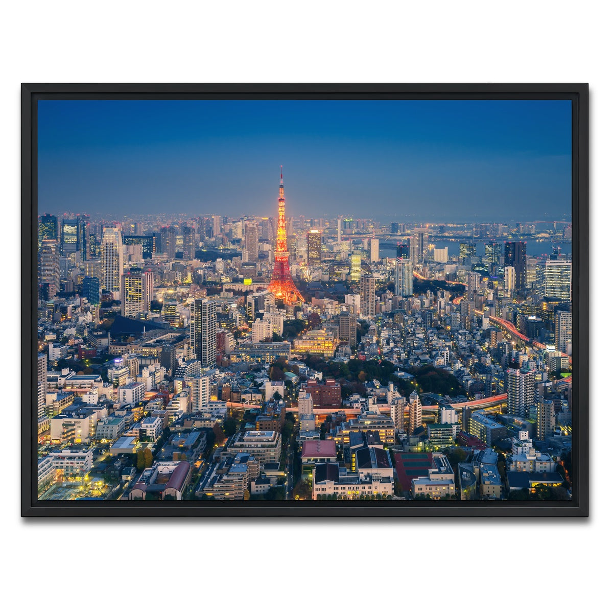 AUTO-MOCKUP WHITE | Tokyo Skyline | 1 Piece | Black Framed Canvas | group=4x3