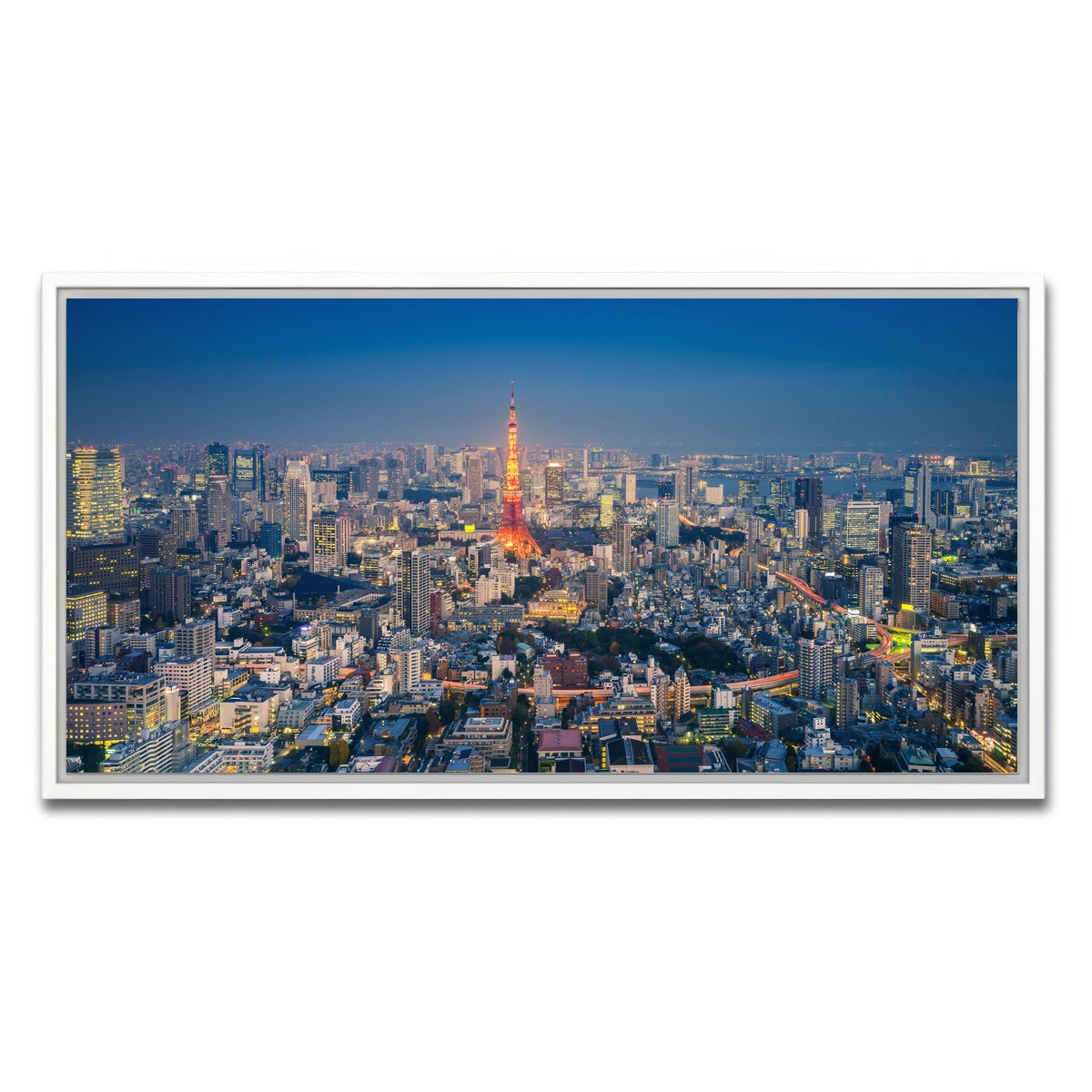 AUTO-MOCKUP WHITE | Tokyo Skyline | 1 Piece | White Framed Canvas | group=2x1