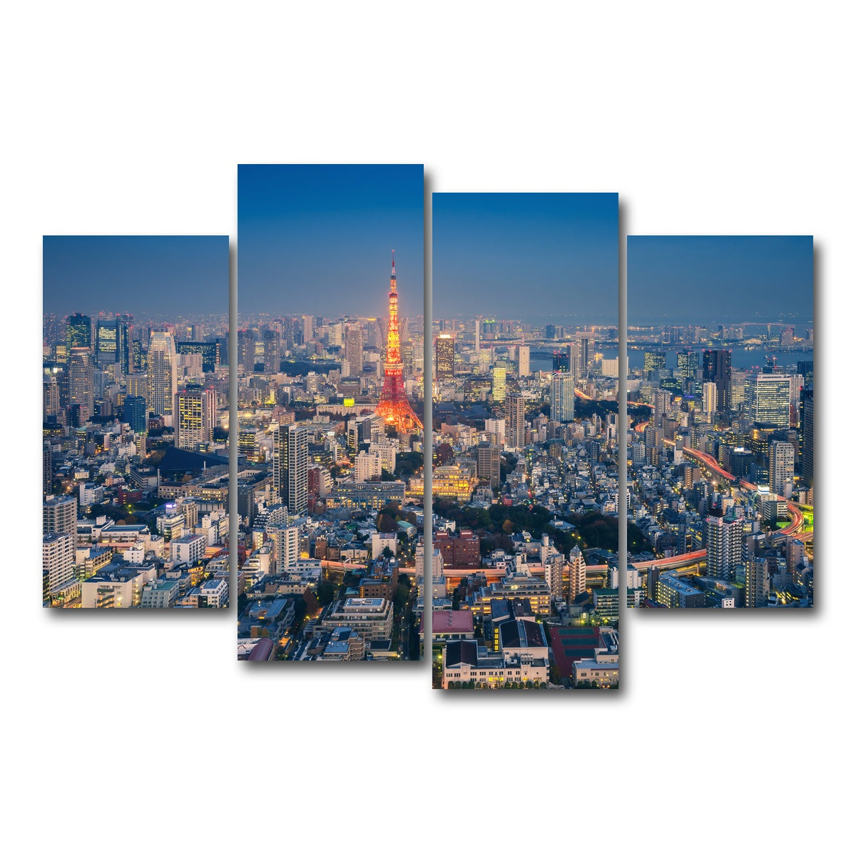 AUTO-MOCKUP WHITE | Tokyo Skyline | 4 Piece | Gallery Wrap Canvas | group=4_short