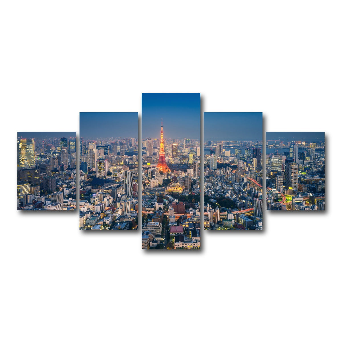 AUTO-MOCKUP WHITE | Tokyo Skyline | 5 Piece | Gallery Wrap Canvas | group=5_short