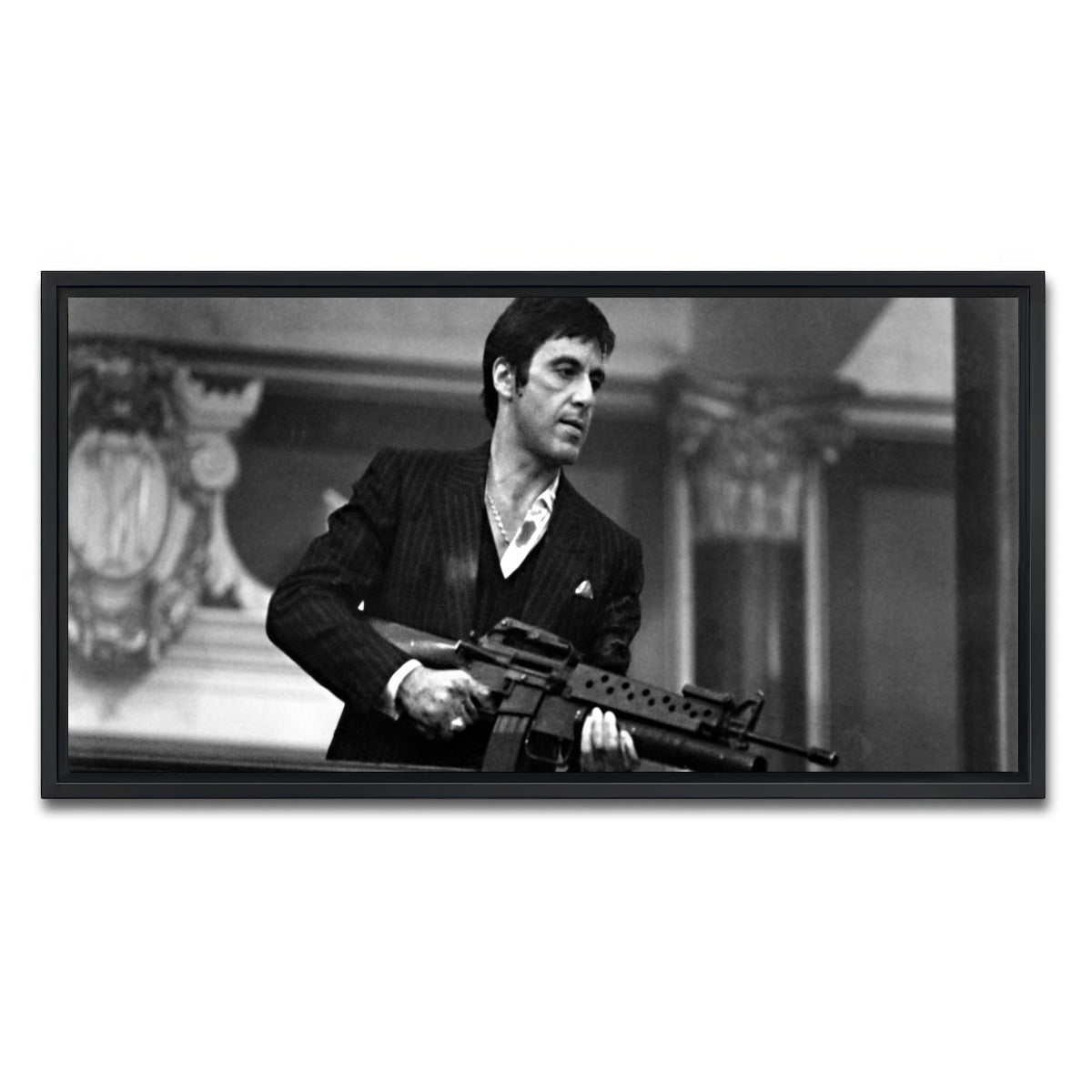 AUTO-MOCKUP WHITE | Tony Montana | 1 Piece | Black Framed Canvas | group=2x1