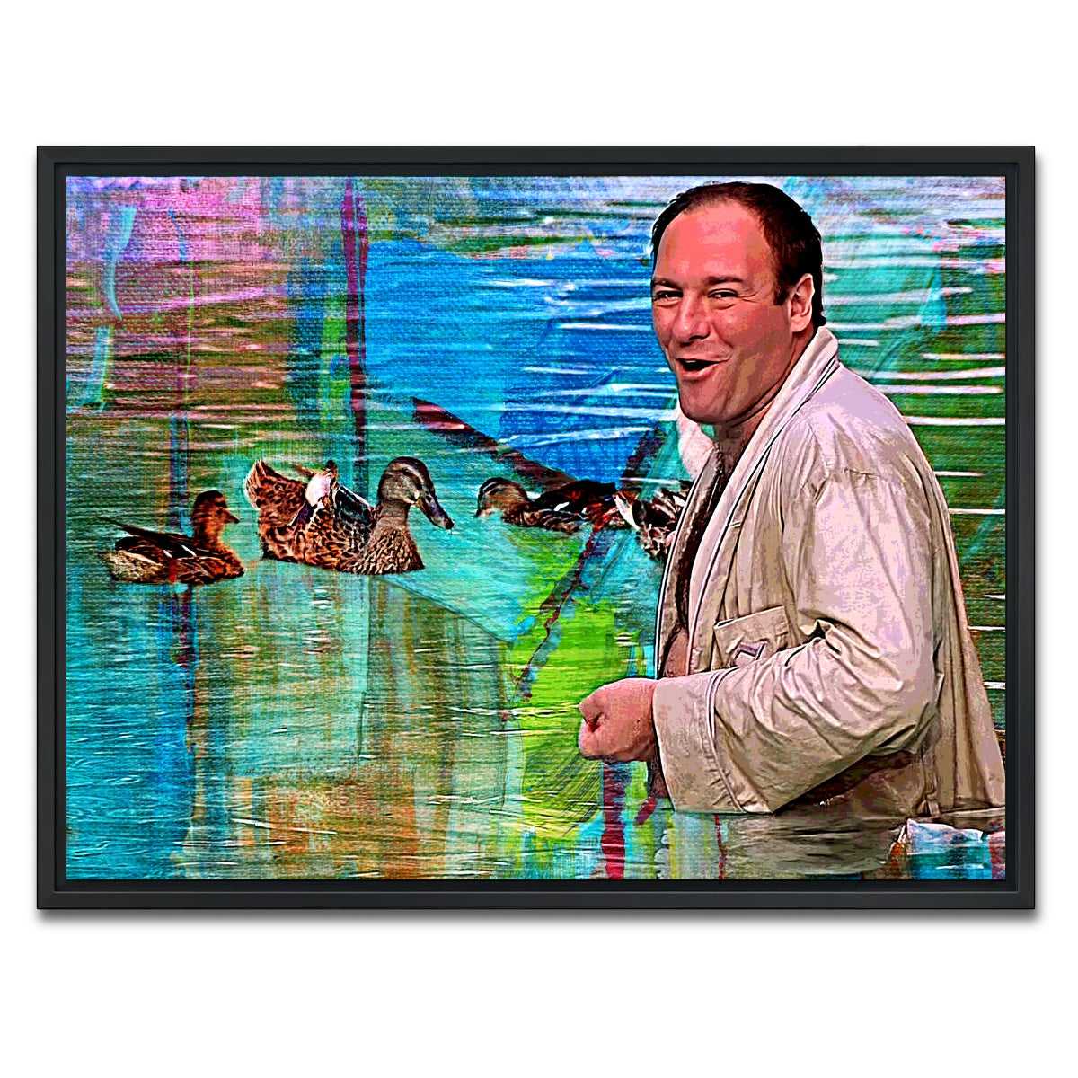 AUTO-MOCKUP WHITE | Tony Soprano Ducks | 1 Piece | Black Framed Canvas | group=4x3