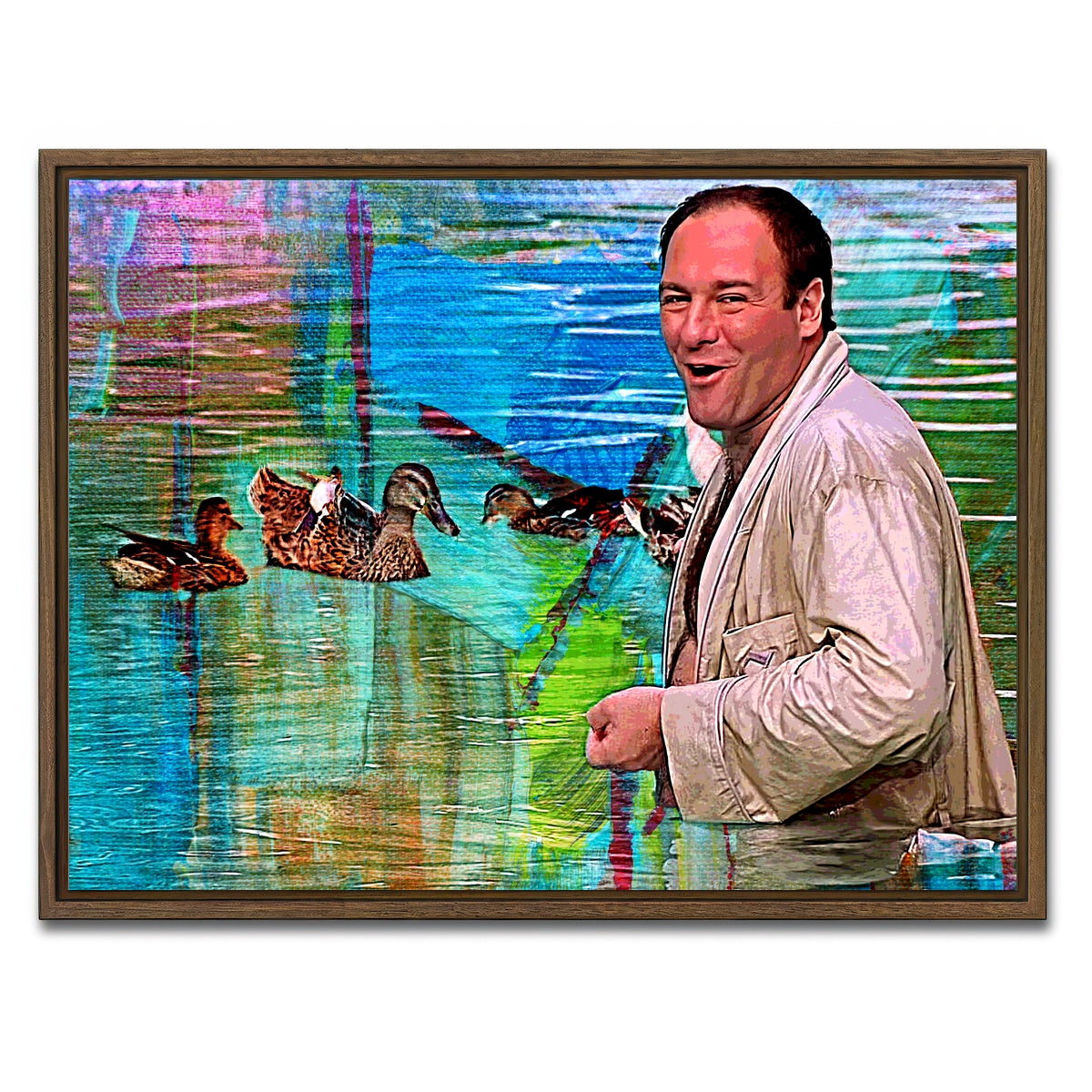AUTO-MOCKUP WHITE | Tony Soprano Ducks | 1 Piece | Walnut Framed Canvas | group=4x3