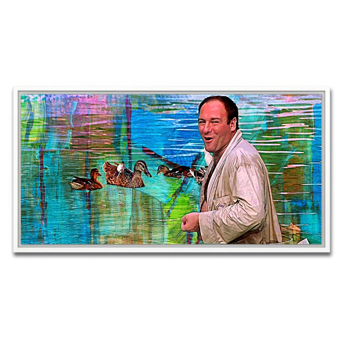 AUTO-MOCKUP WHITE | Tony Soprano Ducks | 1 Piece | White Framed Canvas | group=2x1