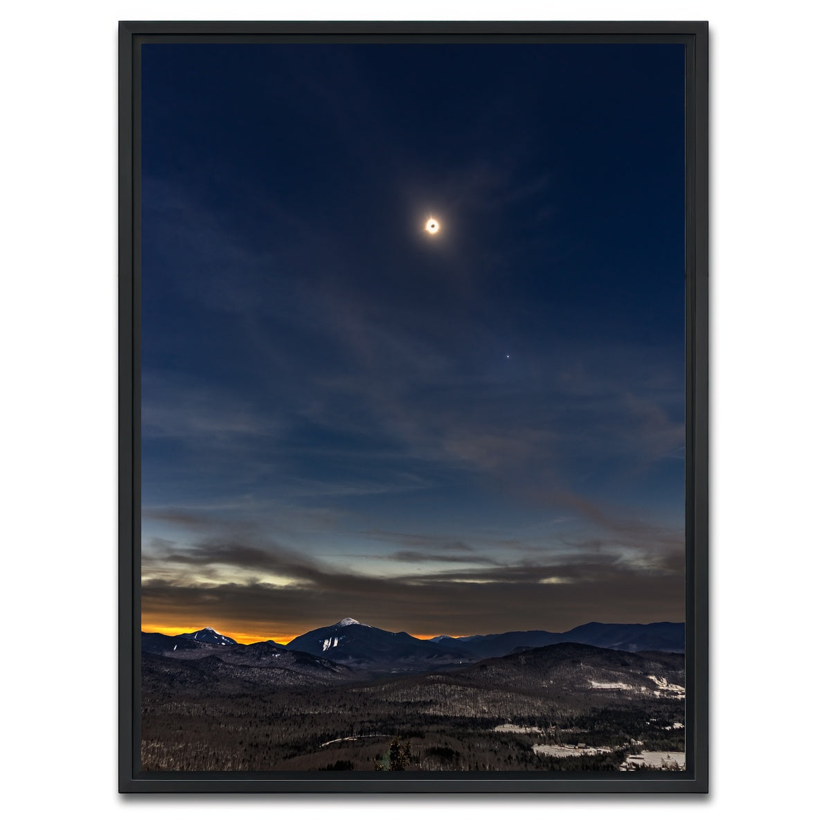 AUTO-MOCKUP WHITE | Total Solar Eclipse and the Adirondacks | 1 Piece | Black Framed Canvas | group=3x4