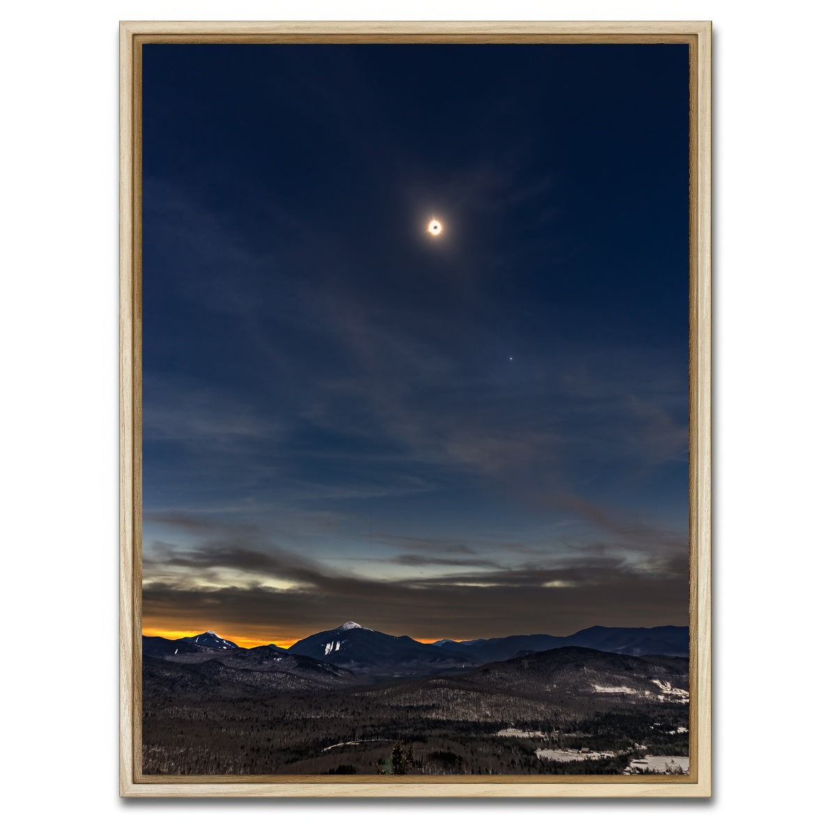 AUTO-MOCKUP WHITE | Total Solar Eclipse and the Adirondacks | 1 Piece | Natural Framed Canvas | group=3x4