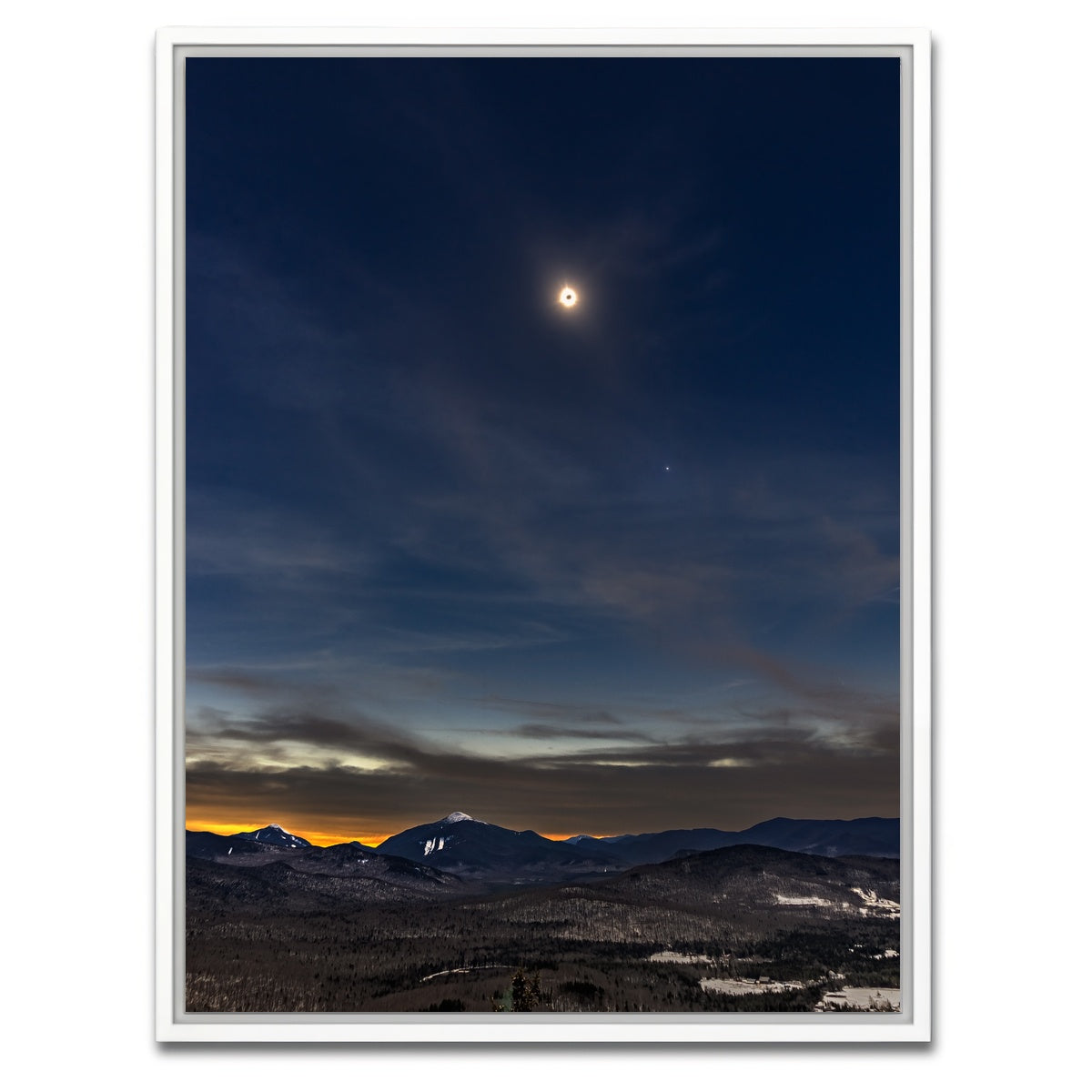 AUTO-MOCKUP WHITE | Total Solar Eclipse and the Adirondacks | 1 Piece | White Framed Canvas | group=3x4