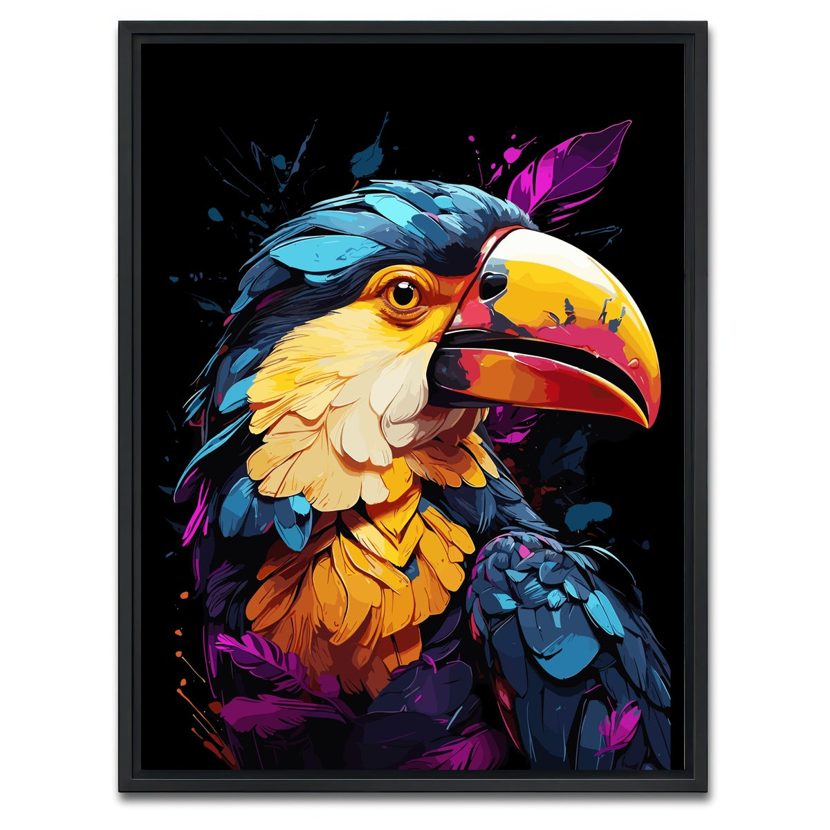 AUTO-MOCKUP WHITE | Toucan Animal Colorful | 1 Piece | Black Framed Canvas | group=3x4