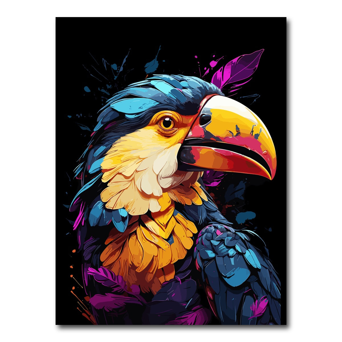 AUTO-MOCKUP WHITE | Toucan Animal Colorful | 1 Piece | Gallery Wrap Canvas | group=3x4