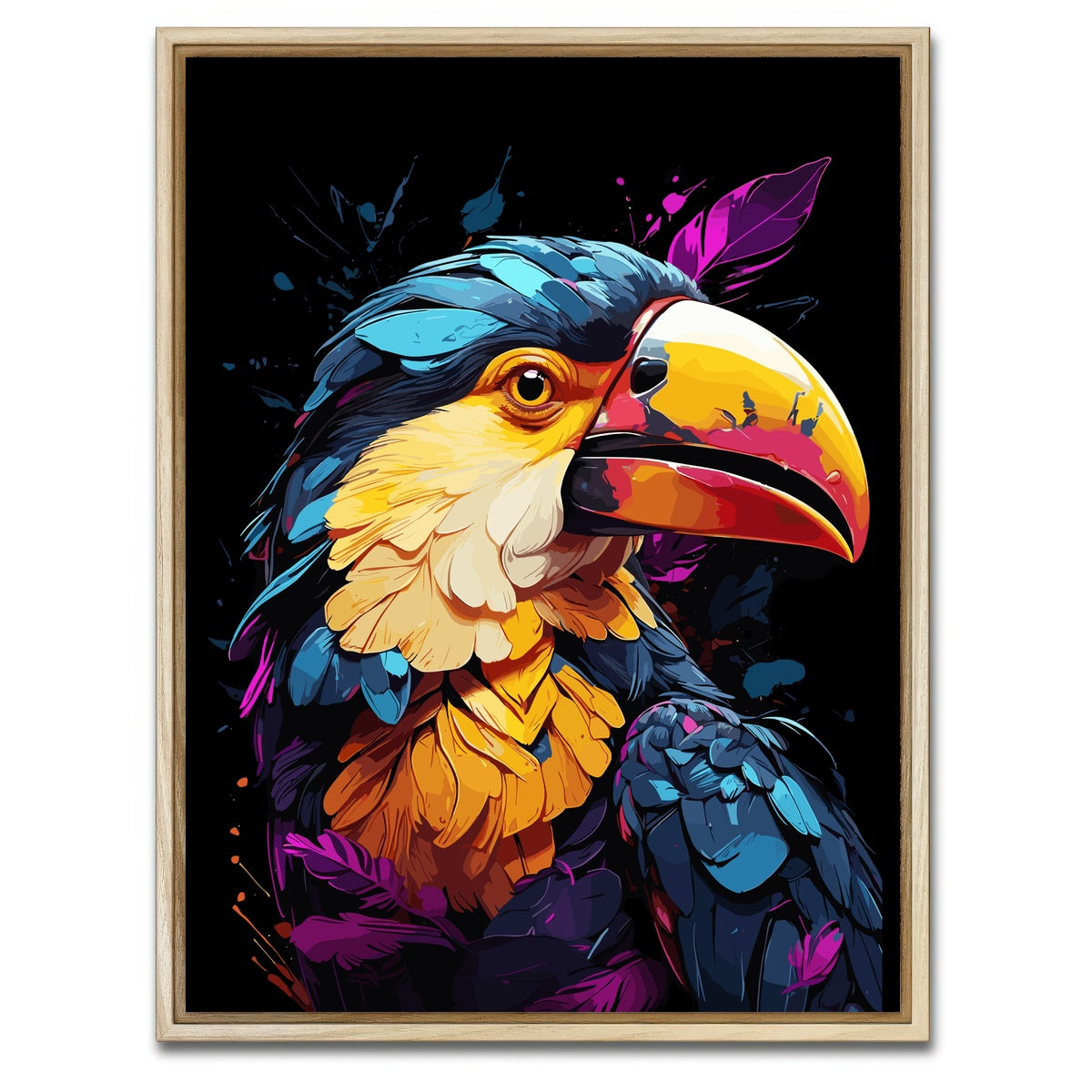 AUTO-MOCKUP WHITE | Toucan Animal Colorful | 1 Piece | Natural Framed Canvas | group=3x4