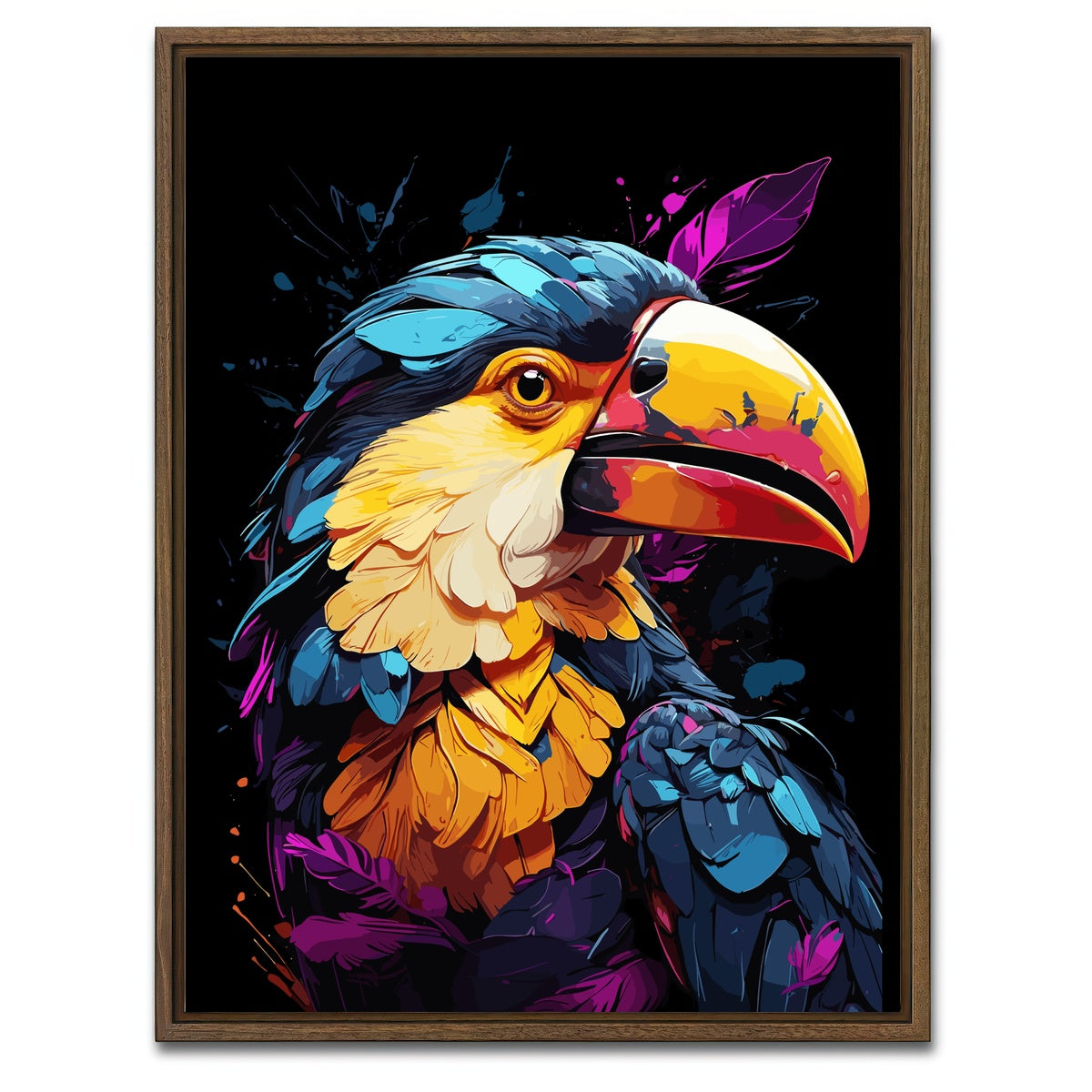 AUTO-MOCKUP WHITE | Toucan Animal Colorful | 1 Piece | Walnut Framed Canvas | group=3x4