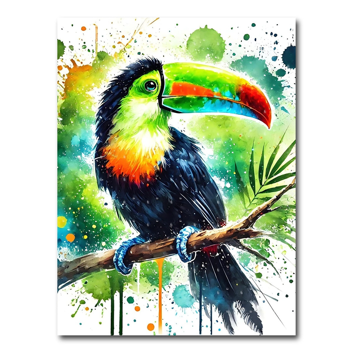 AUTO-MOCKUP WHITE | Toucan Paint Drip | 1 Piece | Gallery Wrap Canvas | group=3x4