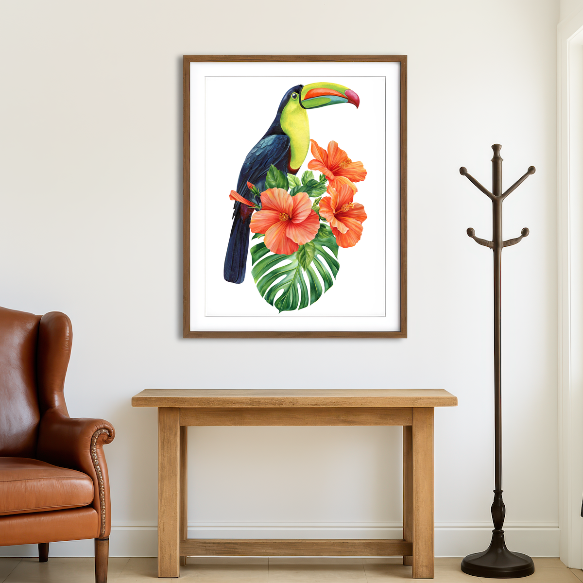 AUTO-MOCKUP ROOM | Toucan Vintage Orange Wall Art