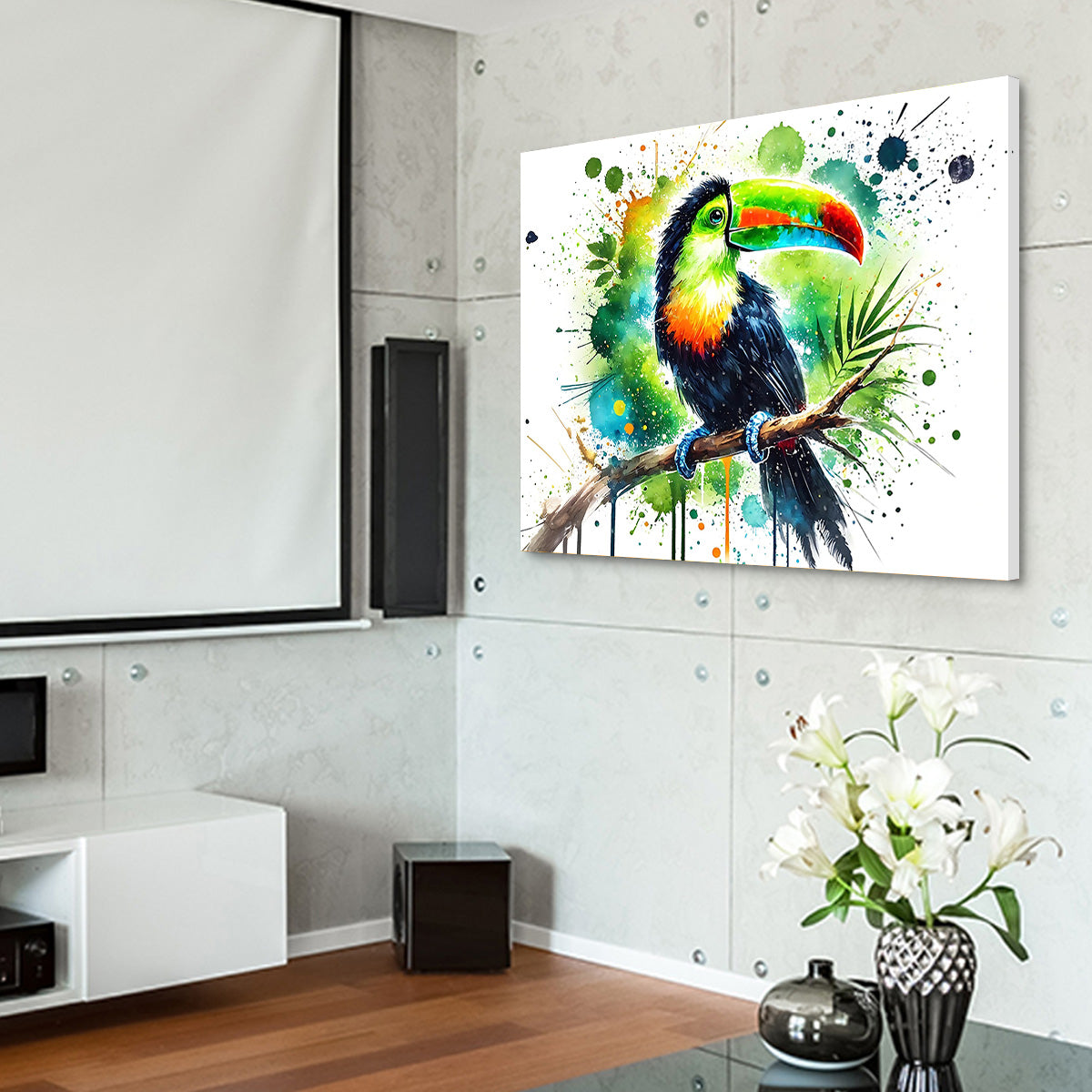 Toucan Paint Drip Horizontal Wall Art