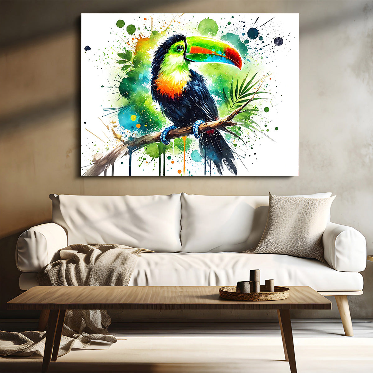 Toucan Paint Drip Horizontal Wall Art