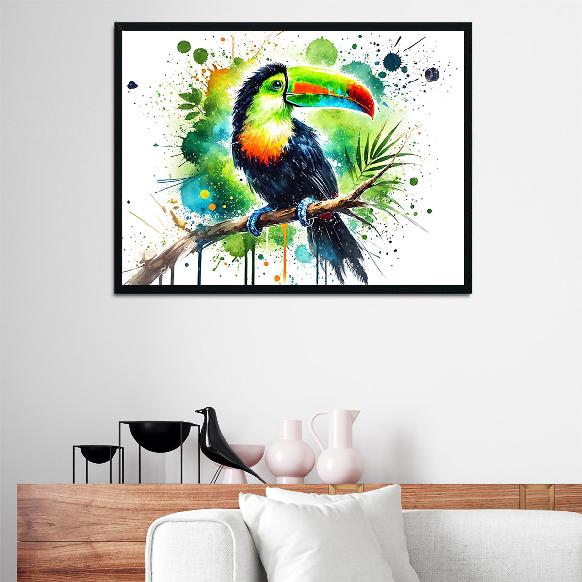 Toucan Paint Drip Horizontal Wall Art
